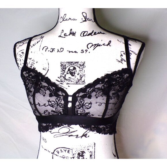 🆕b.tempt'd by WACOAL Opening Act Lace Mesh Bralette Bra Medium Black #910227 - Picture 2 of 5